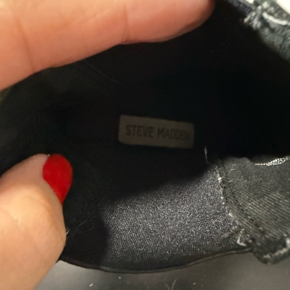 Steve Madden Black Leather Ankle Boots Chunky Grunge Y2K Whimsygoth 6.5 - Picture 8 of 9